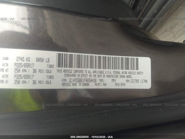 Photo 8 VIN: 2C4RDGBG1FR650436 - DODGE GRAND CARAVAN 