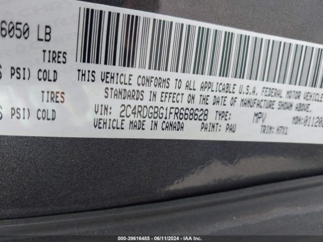 Photo 8 VIN: 2C4RDGBG1FR668628 - DODGE GRAND CARAVAN 