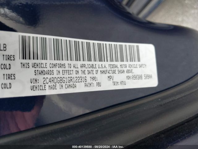 Photo 8 VIN: 2C4RDGBG1GR122316 - DODGE GRAND CARAVAN 