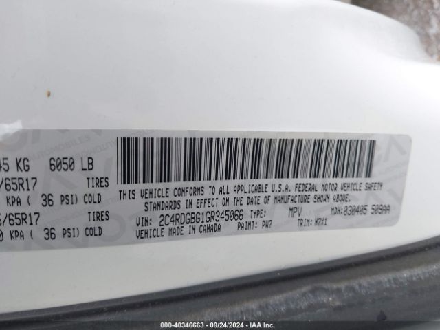 Photo 8 VIN: 2C4RDGBG1GR345066 - DODGE GRAND CARAVAN 