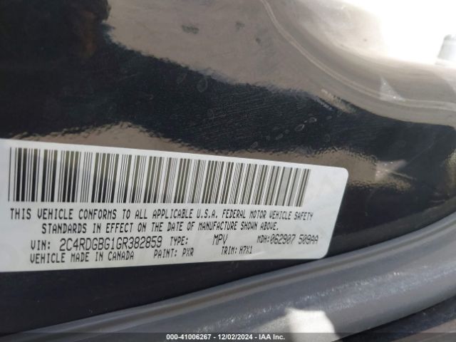 Photo 8 VIN: 2C4RDGBG1GR382859 - DODGE GRAND CARAVAN 