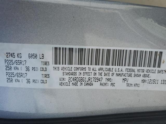 Photo 12 VIN: 2C4RDGBG1JR172947 - DODGE GRAND CARA 