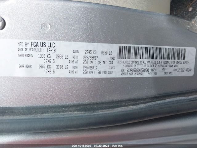 Photo 8 VIN: 2C4RDGBG1KR608648 - DODGE GRAND CARAVAN 