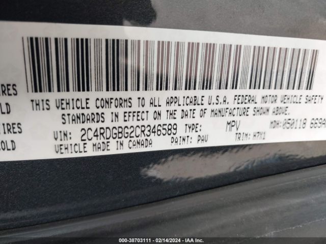 Photo 8 VIN: 2C4RDGBG2CR346589 - DODGE GRAND CARAVAN 