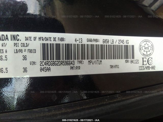 Photo 8 VIN: 2C4RDGBG2DR596643 - DODGE GRAND CARAVAN 