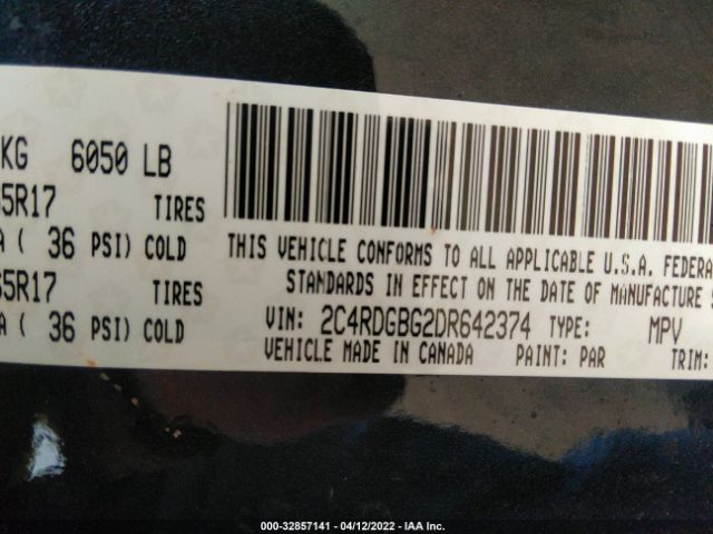 Photo 8 VIN: 2C4RDGBG2DR642374 - DODGE GRAND CARAVAN 