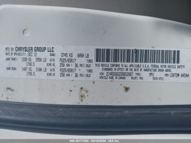 Photo 8 VIN: 2C4RDGBG2DR652967 - DODGE GRAND CARAVAN 