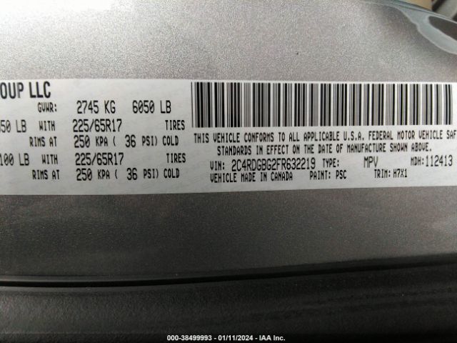 Photo 8 VIN: 2C4RDGBG2FR632219 - DODGE GRAND CARAVAN 