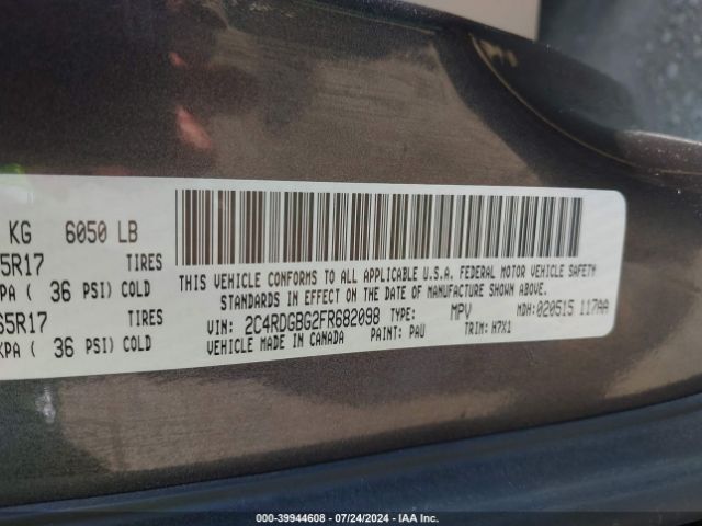 Photo 8 VIN: 2C4RDGBG2FR682098 - DODGE GRAND CARAVAN 