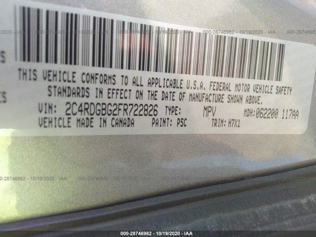 Photo 8 VIN: 2C4RDGBG2FR722826 - DODGE GRAND CARAVAN 