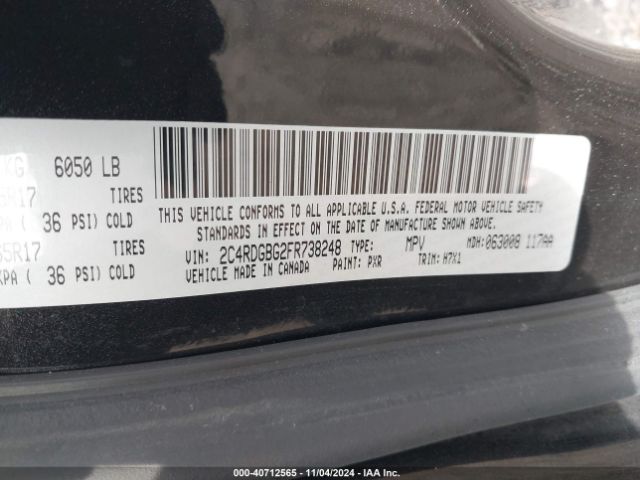 Photo 8 VIN: 2C4RDGBG2FR738248 - DODGE GRAND CARAVAN 