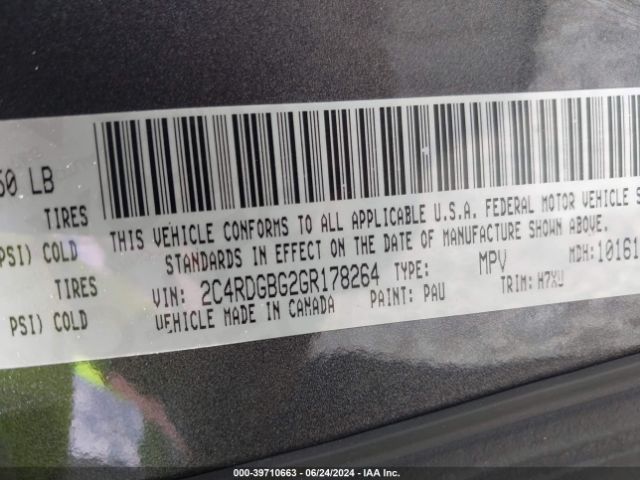 Photo 8 VIN: 2C4RDGBG2GR178264 - DODGE GRAND CARAVAN 