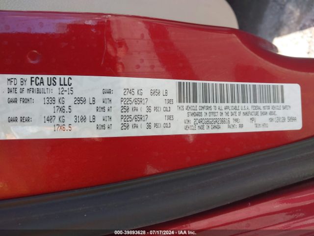 Photo 8 VIN: 2C4RDGBG2GR236616 - DODGE GRAND CARAVAN 