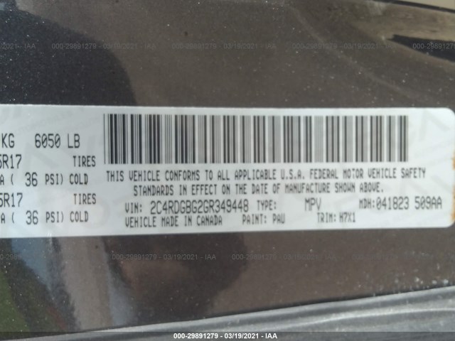 Photo 8 VIN: 2C4RDGBG2GR349448 - DODGE GRAND CARAVAN 