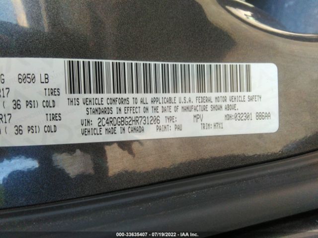 Photo 8 VIN: 2C4RDGBG2HR731206 - DODGE GRAND CARAVAN 