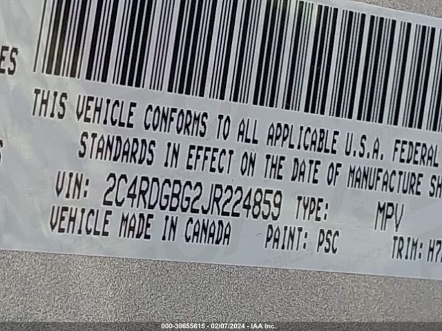 Photo 8 VIN: 2C4RDGBG2JR224859 - DODGE GRAND CARAVAN 