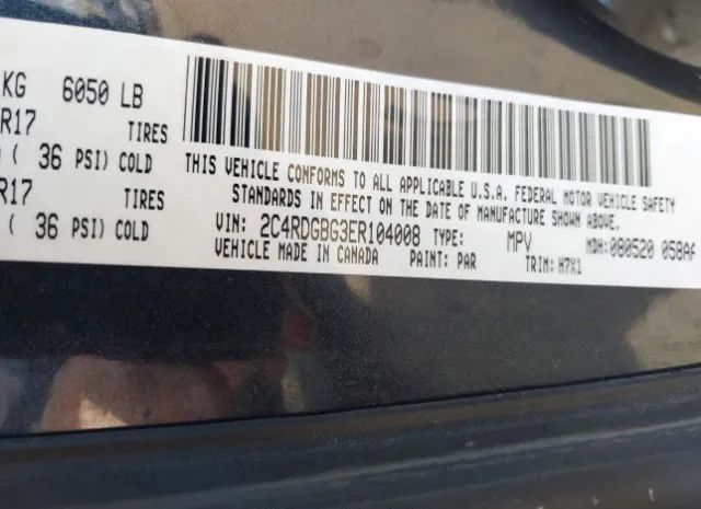 Photo 8 VIN: 2C4RDGBG3ER104008 - DODGE GRAND CARAVAN 