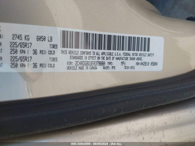 Photo 8 VIN: 2C4RDGBG3ER379880 - DODGE GRAND CARAVAN 