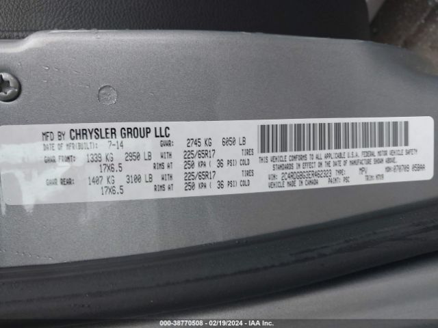 Photo 8 VIN: 2C4RDGBG3ER462323 - DODGE GRAND CARAVAN 