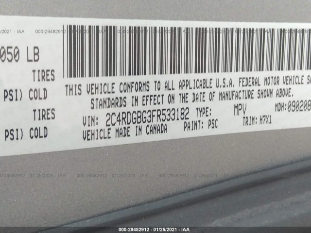 Photo 8 VIN: 2C4RDGBG3FR533182 - DODGE GRAND CARAVAN 