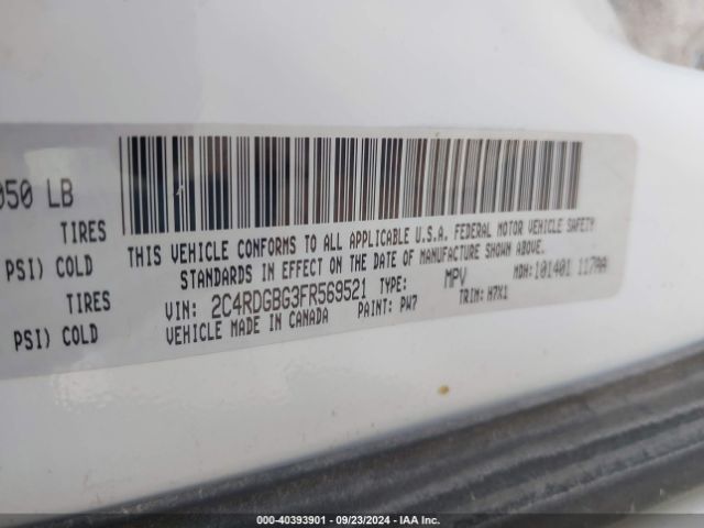 Photo 8 VIN: 2C4RDGBG3FR569521 - DODGE GRAND CARAVAN 