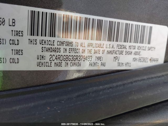 Photo 8 VIN: 2C4RDGBG3GR379493 - DODGE GRAND CARAVAN 