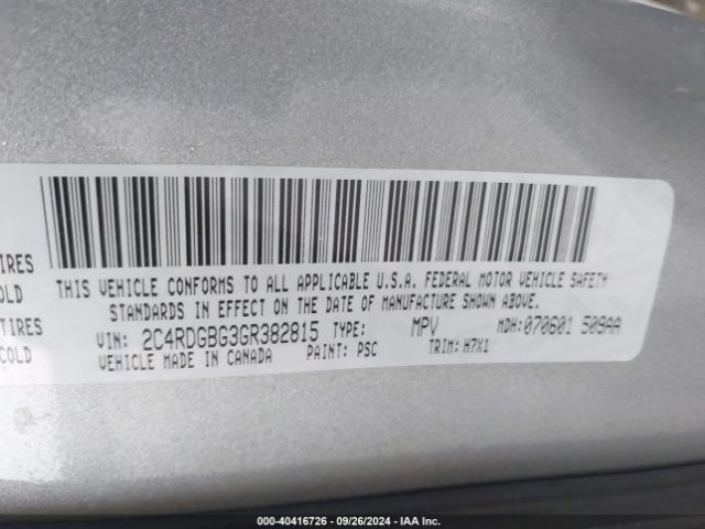 Photo 8 VIN: 2C4RDGBG3GR382815 - DODGE GRAND CARAVAN 