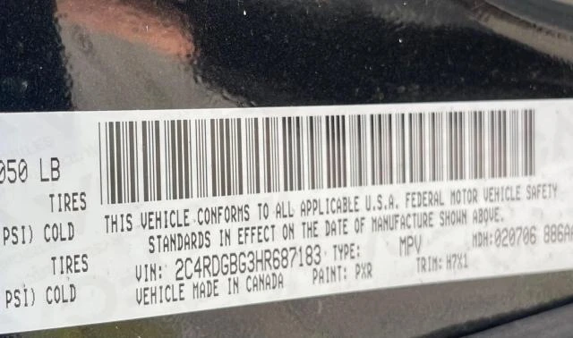 Photo 9 VIN: 2C4RDGBG3HR687183 - DODGE GRAND CARA 