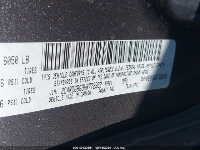 Photo 8 VIN: 2C4RDGBG3HR772962 - DODGE GRAND CARAVAN 