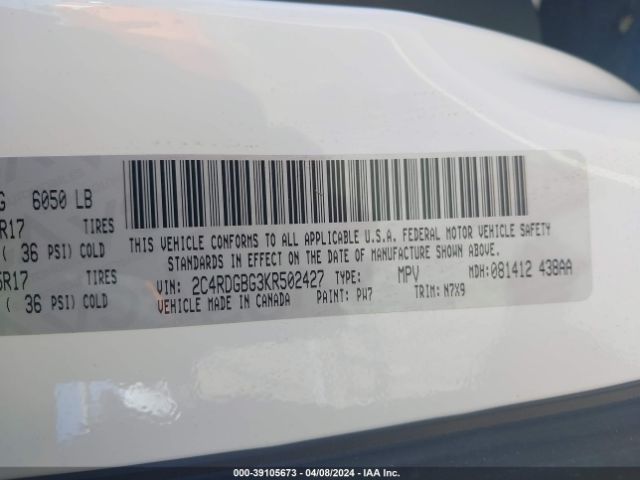 Photo 8 VIN: 2C4RDGBG3KR502427 - DODGE GRAND CARAVAN 