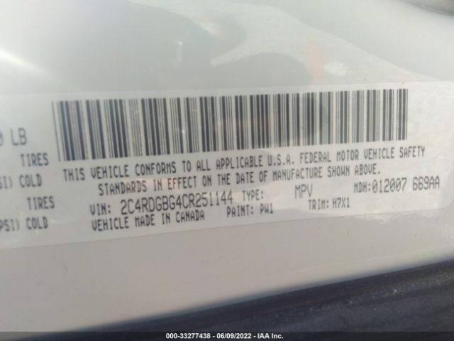 Photo 8 VIN: 2C4RDGBG4CR251144 - DODGE GRAND CARAVAN 