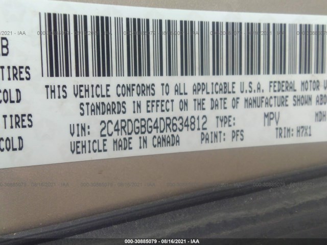 Photo 8 VIN: 2C4RDGBG4DR634812 - DODGE GRAND CARAVAN 