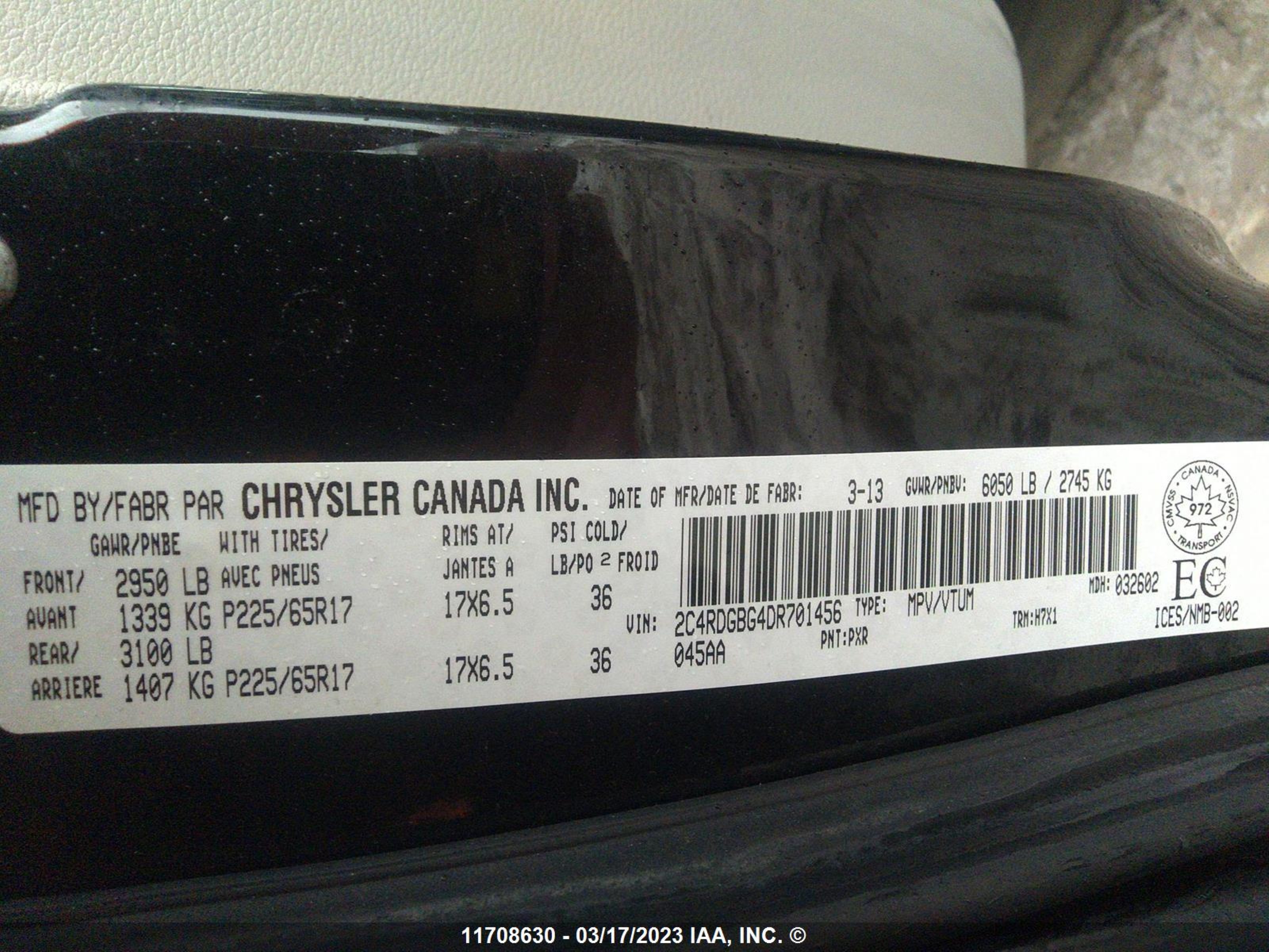 Photo 8 VIN: 2C4RDGBG4DR701456 - DODGE CARAVAN 