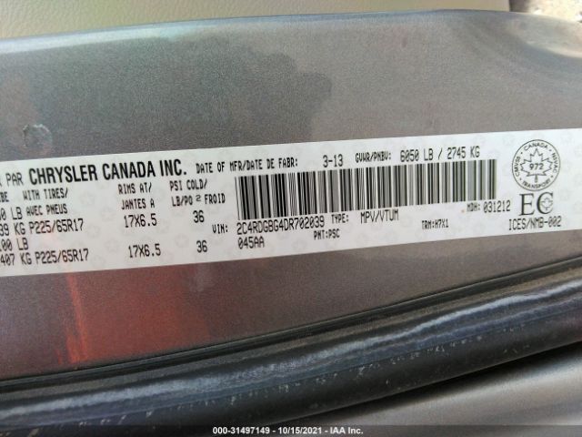 Photo 8 VIN: 2C4RDGBG4DR702039 - DODGE GRAND CARAVAN 