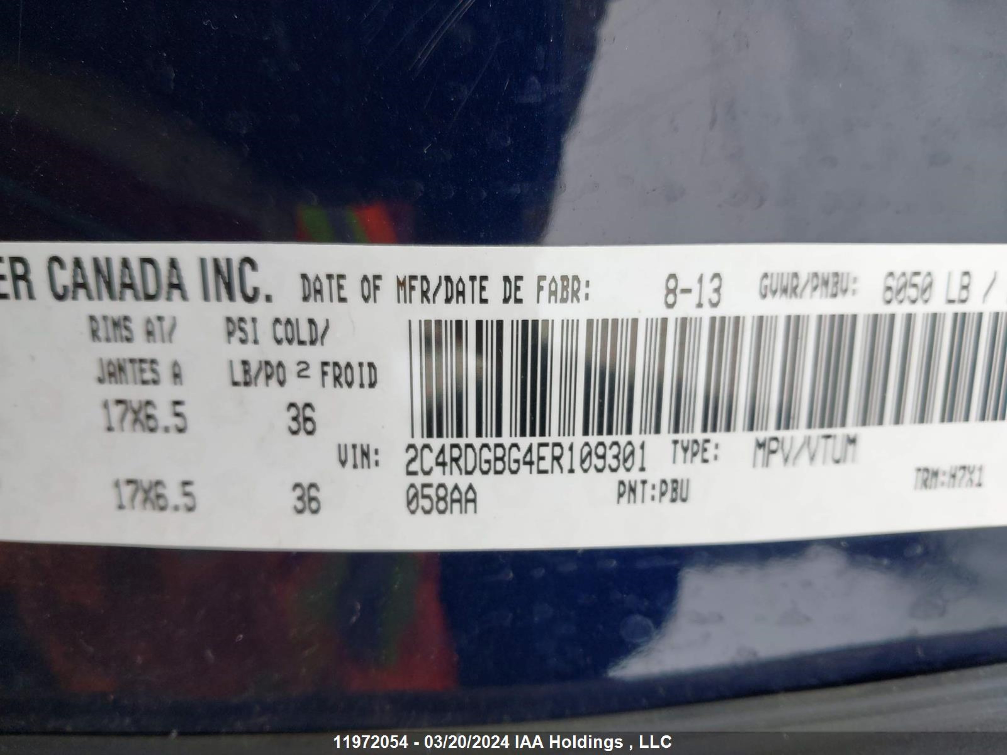 Photo 8 VIN: 2C4RDGBG4ER109301 - DODGE CARAVAN 