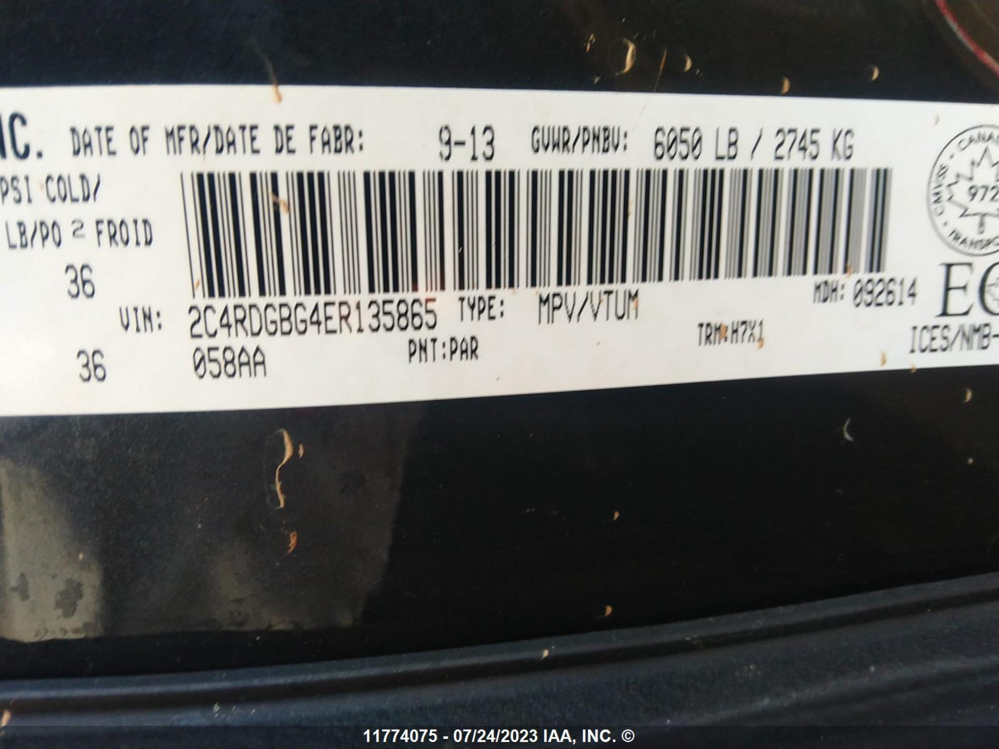 Photo 8 VIN: 2C4RDGBG4ER135865 - DODGE CARAVAN 