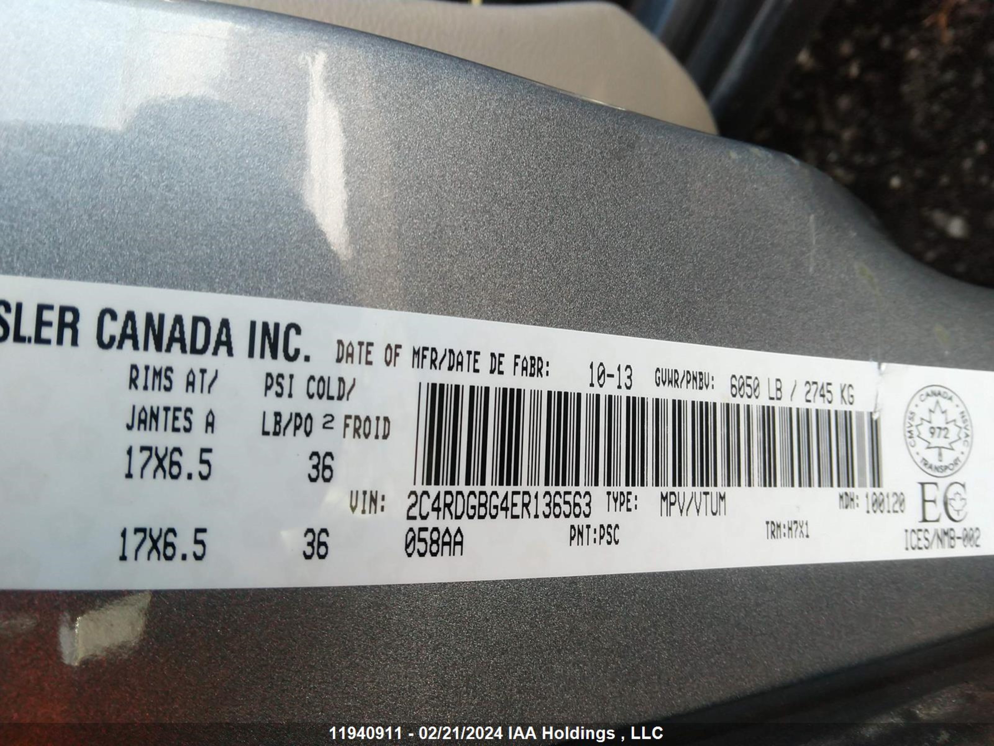 Photo 8 VIN: 2C4RDGBG4ER136563 - DODGE CARAVAN 