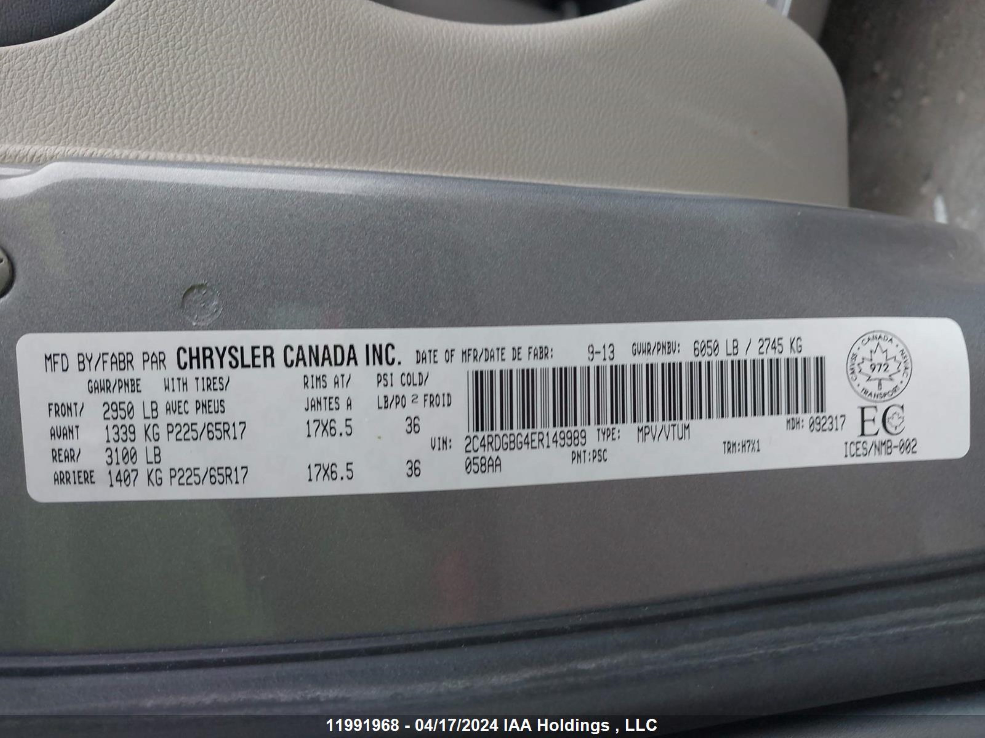 Photo 8 VIN: 2C4RDGBG4ER149989 - DODGE CARAVAN 