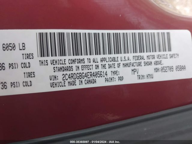 Photo 8 VIN: 2C4RDGBG4ER405614 - DODGE GRAND CARAVAN 