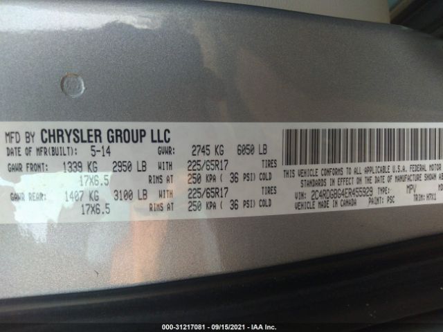 Photo 8 VIN: 2C4RDGBG4ER455929 - DODGE GRAND CARAVAN 