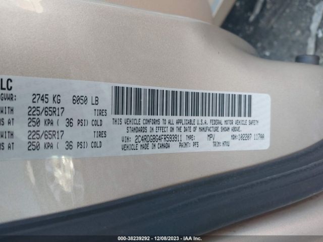 Photo 8 VIN: 2C4RDGBG4FR593911 - DODGE GRAND CARAVAN 