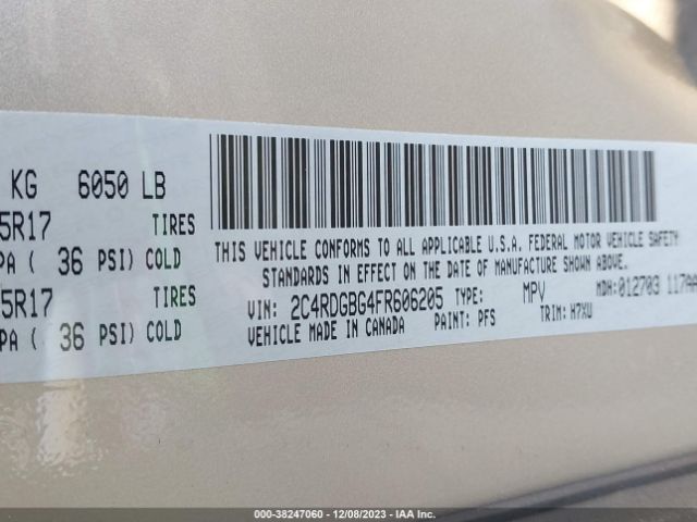 Photo 8 VIN: 2C4RDGBG4FR606205 - DODGE GRAND CARAVAN 