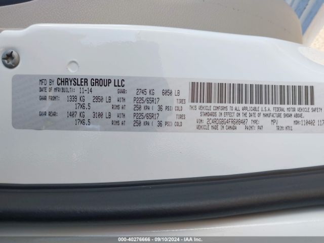 Photo 8 VIN: 2C4RDGBG4FR608407 - DODGE GRAND CARAVAN 