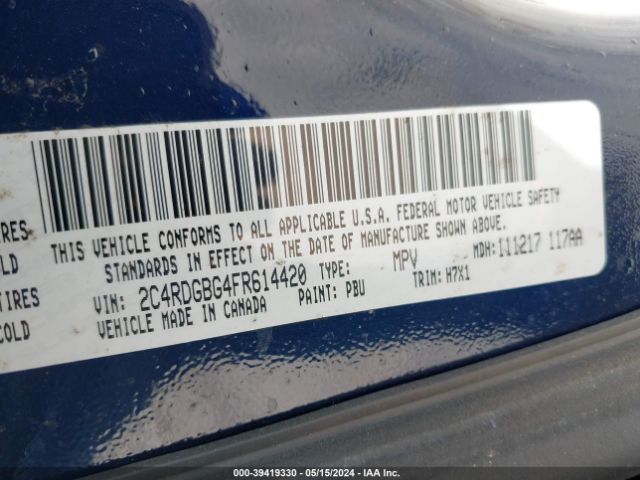 Photo 8 VIN: 2C4RDGBG4FR614420 - DODGE GRAND CARAVAN 