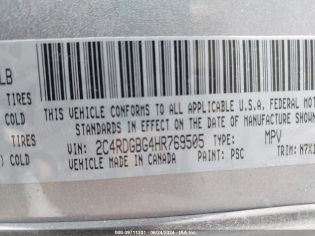 Photo 8 VIN: 2C4RDGBG4HR769505 - DODGE GRAND CARAVAN 