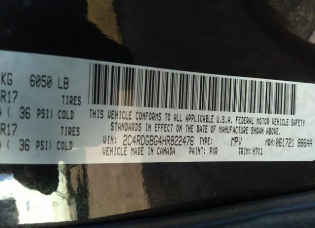 Photo 8 VIN: 2C4RDGBG4HR822476 - DODGE GRAND CARAVAN 