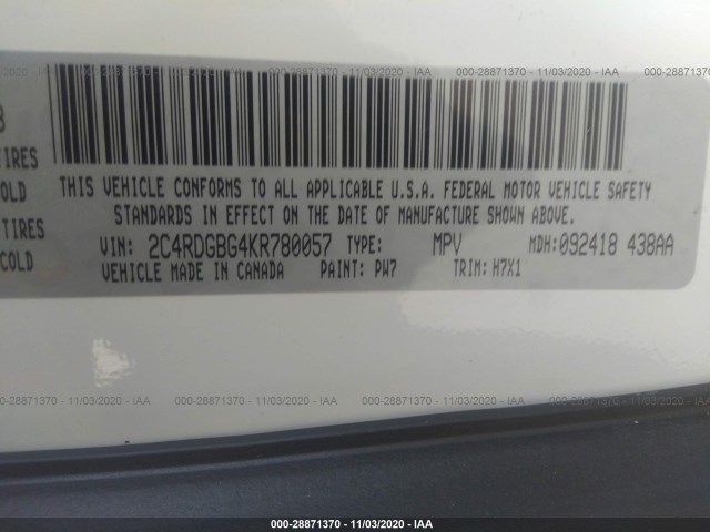 Photo 8 VIN: 2C4RDGBG4KR780057 - DODGE GRAND CARAVAN 