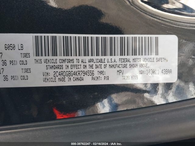 Photo 8 VIN: 2C4RDGBG4KR794556 - DODGE GRAND CARAVAN 