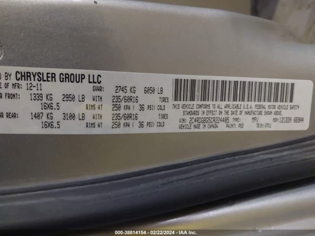 Photo 8 VIN: 2C4RDGBG5CR224485 - DODGE GRAND CARAVAN 