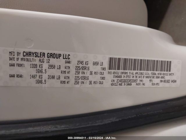 Photo 8 VIN: 2C4RDGBG5DR533097 - DODGE GRAND CARAVAN 